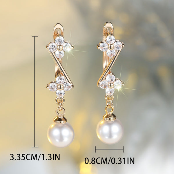 Champagne Gold Round White Diamond Tassel Earrings