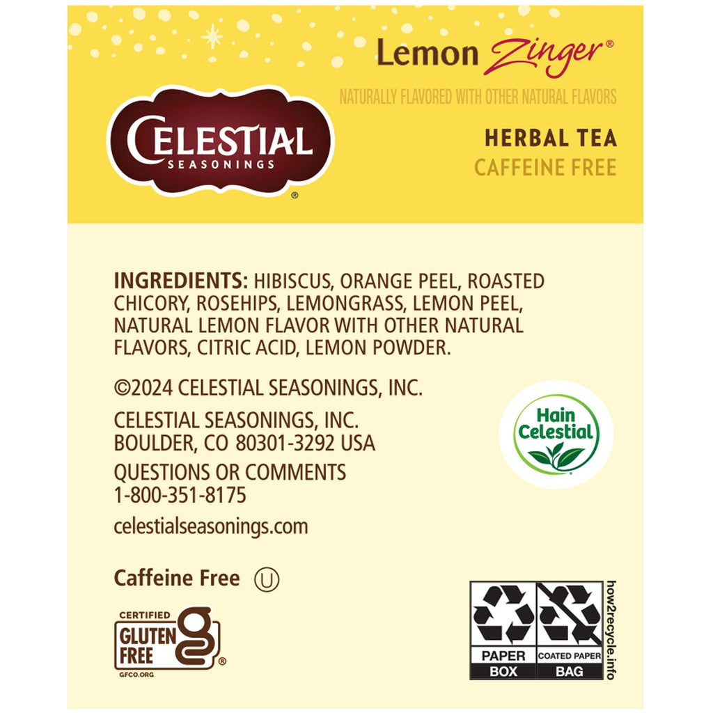 Celestial Seasonings Lemon Zinger Caffeine-Free Herbal Tea Bags (20 Count)