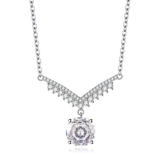 Buy white Octagonal Millennium Rose Cut Necklace High Carbon Diamond