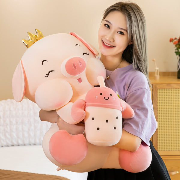 Baby Bottle Pig Doll Plush Toy Big Pillow Rag