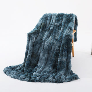 Buy blue Warm Fluffy Shaggy Throw Blanket Bedspread Faux Fur Sofa Nap Blanket Bed Cover