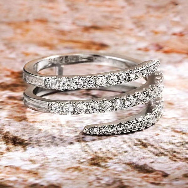 Creative Micro-inlaid Diamond Ring Female Three Rings