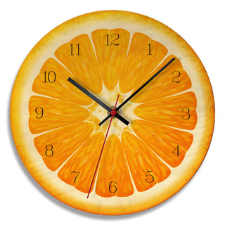 Buy orange Wooden creative living room wall clock