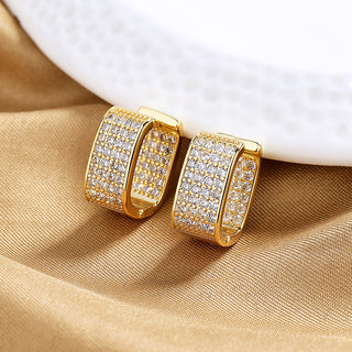 Buy gold Bright Double-sided Zircon Square Ear Clip Simple