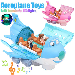 360 Rotating Electric Plane Airplane Toys For Kids Bump And Go Action Toddler Toy Plane With LED Flashing Light Sound For Boys