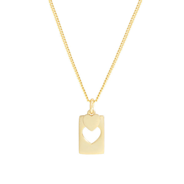 Niche Design Hollow Heart Square Plate Necklace