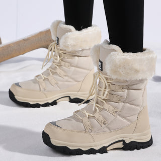 Buy beige Velvet Warm Cotton Snow Boots High Cotton-padded Shoes