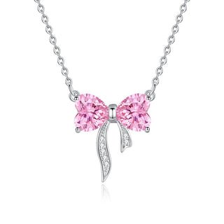 Buy white-gold-color Women&#39;s Bow Zircon Necklace S925 Sterling Silver Clavicle Chain