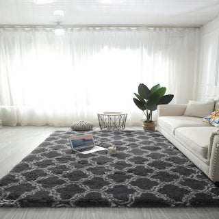 Buy gray-lantern Tie-dyed Silk Wool Pattern Carpet Living Room Coffee Table Bedside Pad Long Wool Washable Full Bedroom