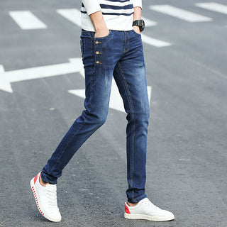 Buy 3015dark-blue Men&#39;s All-match Casual Slim Fit Stretch Pencil Jeans