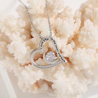 Buy white Love Necklace With Rhinestones And Letters Fashion Personality Heart-shaped Necklace Valentine&#39;s Day Gift