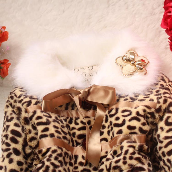 Leopard print cotton coat for girls