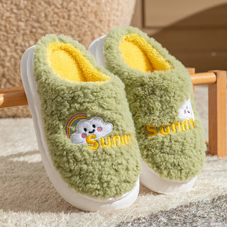 Buy green Men and Women Cute Cartoon Cotton Slippers
