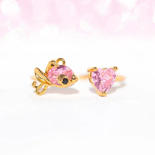 Buy pink-zirconium Love Angel Fish Ring Opening Adjustable