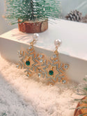 Christmas Snowflake Finely Inlaid Pendant Stud Earrings