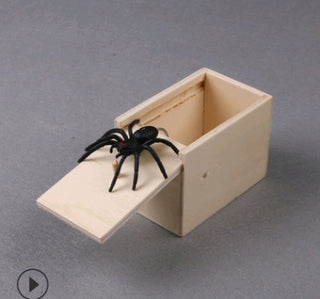 Buy spider Prank Spider Wooden Scare Box Trick Play Joke Lifelike Surprise April Fools&#39; Day Funny Novelty Toys Gags Practical Gifts