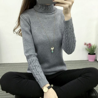 Buy gray Women&#39;s Turtleneck Sweater Pullover Thickened