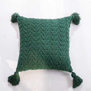 Buy green Chenille knitted quilted pillowcase