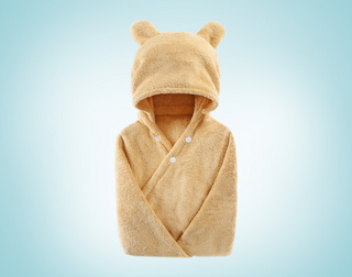 Buy khaki Cotton Baby Care Hooded Bath Towel