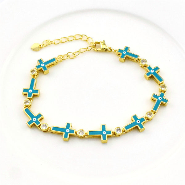 Cross Unique Gold-plated Zircon Bracelet