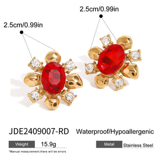 Buy jde2409007rd Fashion Stainless Steel Agate Resin Epoxy Earrings