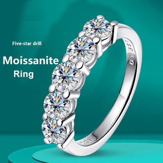 Moissanite Five-star Row Diamond Ring Platinum Women