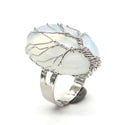 European And American Fashion Exaggerated Natural Crystal Denier Silver Plated Winding Lucky Tree Adjustable Ring