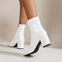 Chunky Heel Pointed Toe Boots With Side Zipper Fashion Mid-calf Boot For Women Shoes