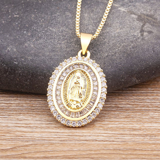 Buy gold Women&#39;s Fashion Vintage Virgin Mary Necklace