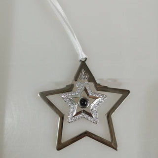 Buy silver-pentagram Christmas Gift Snowflake Pendant Projection