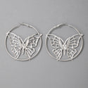 Vintage Creative Ethnic Style Silver Earrings Butterfly Earrings