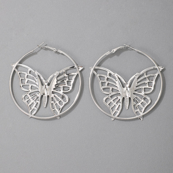 Vintage Creative Ethnic Style Silver Earrings Butterfly Earrings