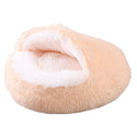 Deep Sleep Half-pack Semi-enclosed Dual-use Plush Round Pet Bed