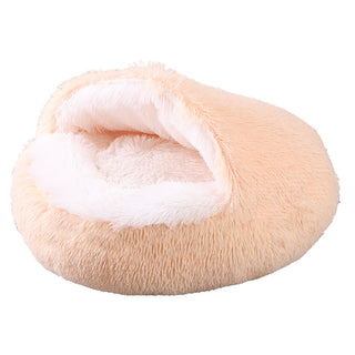 Buy champagne Deep Sleep Half-pack Semi-enclosed Dual-use Plush Round Pet Bed