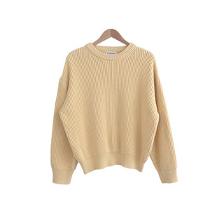 Buy yellow Solid Color Lazy And Loose Thick Needle Pullover