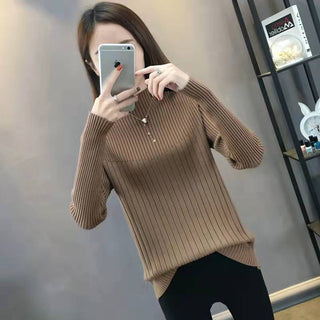 Buy khaki Half Turtleneck Slim Slimming Knitted Sweater