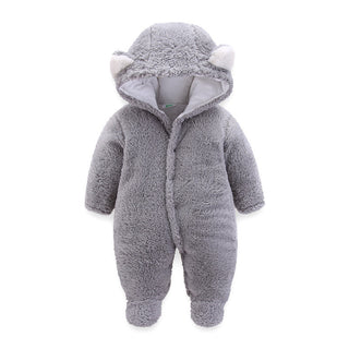 Buy gray Winter Baby Jumpsuit Newborn Warm Thick Baby Romper