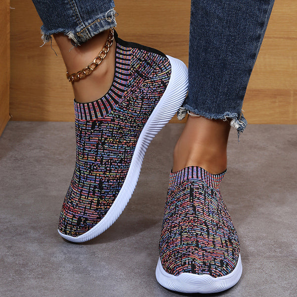 Women's Stripe Knit Sock Shoes