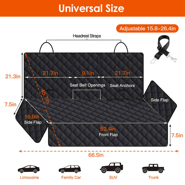 1Pc Dog Car Seat Cover Waterproof Scratchproof Pet Car Rear Protector Mat Pet Back Seat Cover With Dog Seat Belt For Car Truck SUV