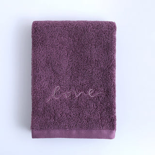 Buy grape-purple Pure Cotton Embroidery Towel Plain Gift Face Towel