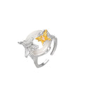 Niche Sterling Silver Color Matching Butterfly Ring Female Opening