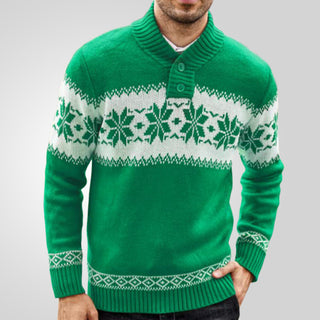 Men's Long Sleeve Christmas Jacquard Knitted Sweater