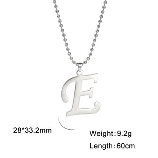 Buy e Polished Cut Steel Color 26 Letters Pendant Stainless Steel Necklace