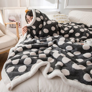 Buy polka-dots Jacquard Blanket Winter Thick Coral Fleece Blanket Single Towel Quilt Sofa Bedding