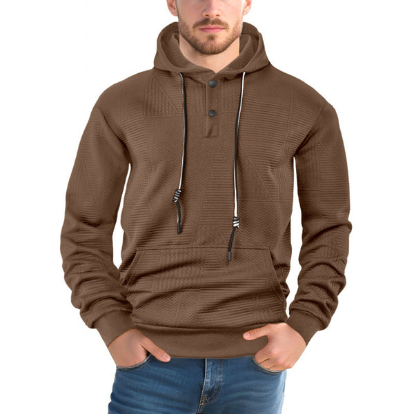 Men Pullover Solid Color Casual Sports Loose Long Sleeve Hooded Sweater