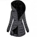 Women Hooded Warm Fleece Mid-length Padded Jacket