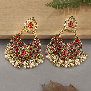 Buy red Retro Style Indian Wind Bell Alloy Bead Earrings Alloy Scenic