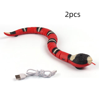 Buy red-2pcs Smart Sensing Interactive Cat Toys Automatic Eletronic Snake Cat Teasering Play USB Rechargeable Kitten Toys For Cats Dogs Pet