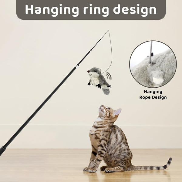 Pet Toys, Cat Catnip Toys Flapping Squirrel, Rechargeable Touch Activated Kitten Toys, Lifelike Interactive Cats Toy Indoor, Cat Kicker Plush Toys For All Breeds Universal interactive Toy Cat Toys