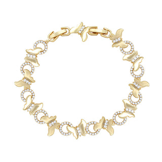 Buy 14k-gold-plated Copper Inlaid Zircon Smart Butterfly Stitching Bracelet European And American High-grade Bracelet